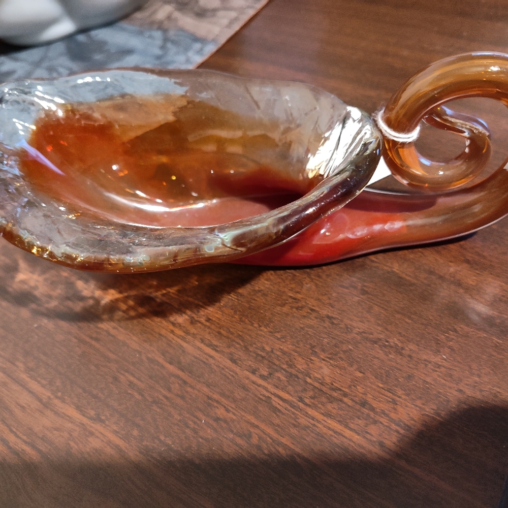 Amber colored Vintage glass cornucopia
